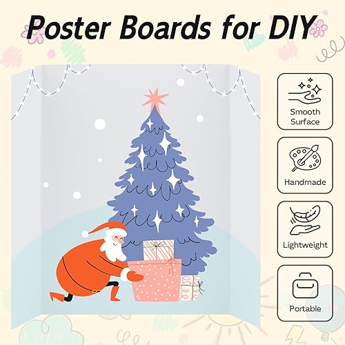 Miniatura 16 de Paquete de 4 tableros de póster triple, tablero de presentación blanco de 36 x 48 pulgadas, tablero de exhibición portátil para ferias de ciencias