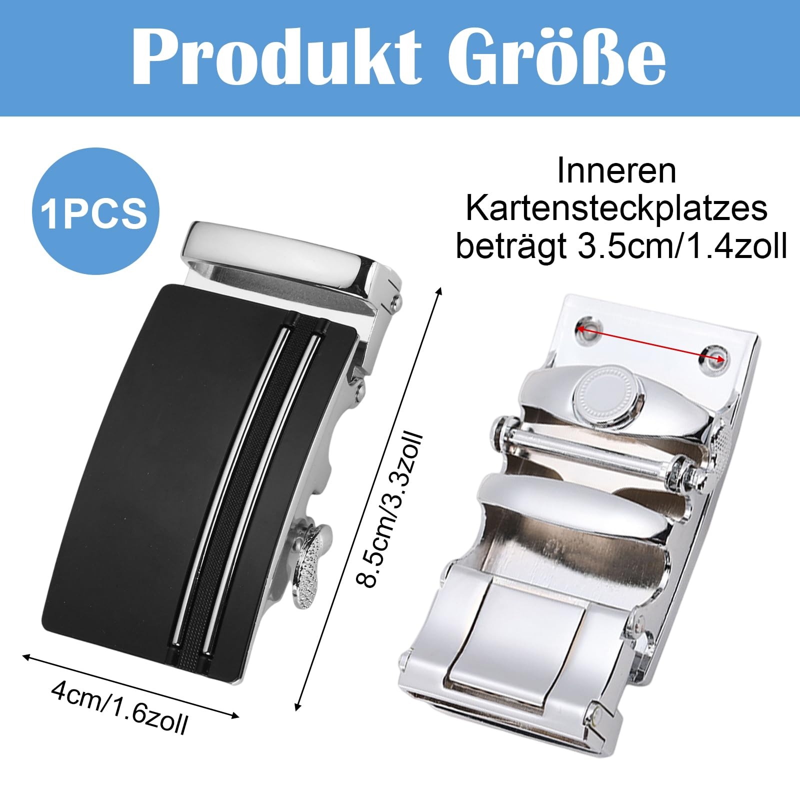 Klassische Gürtelschnalle als Ersatz, Herren Gürtel Zubehör, Schwarzen Automatik Gürtelschnalle, Schnalle 40mm/1.6zoll für Gürtel