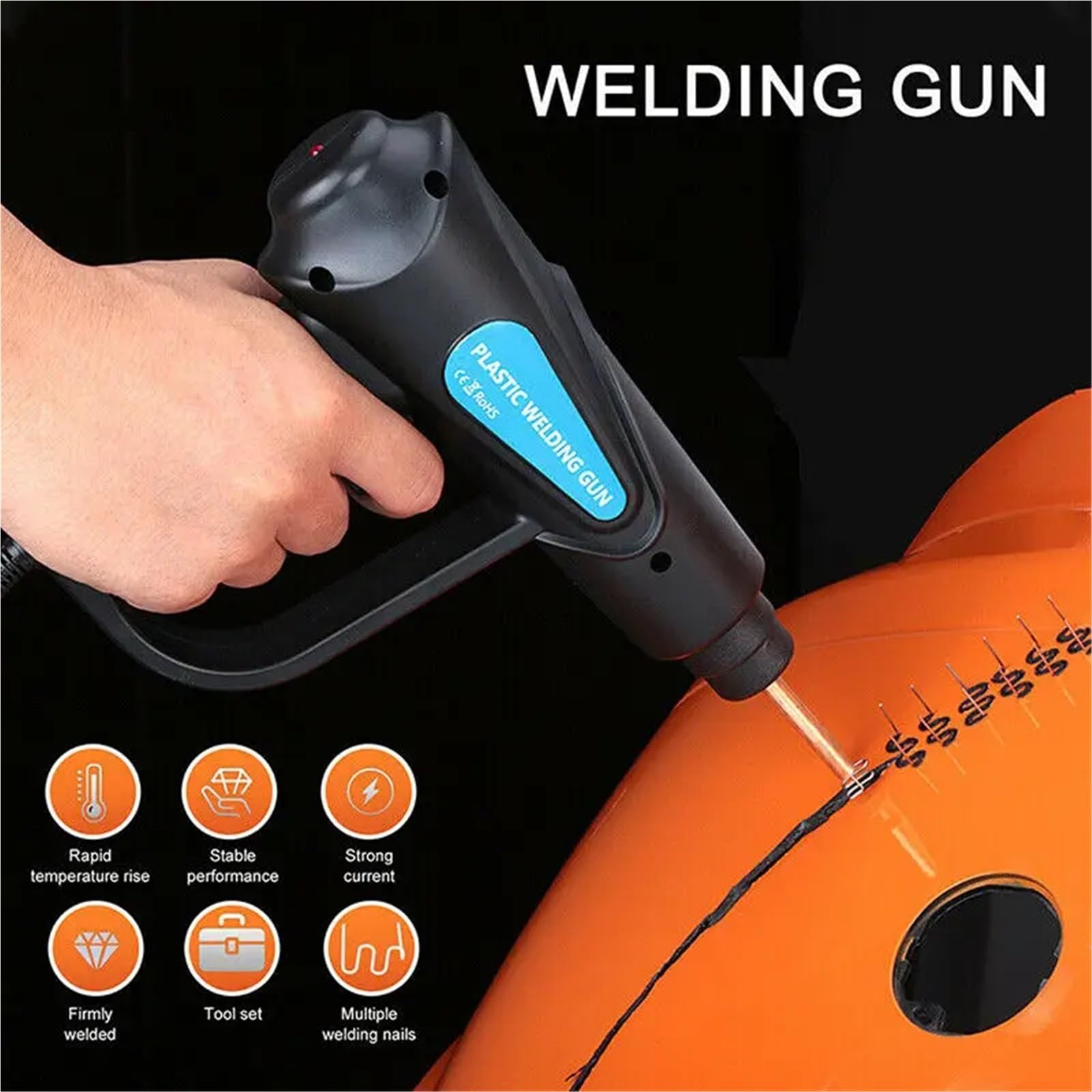 Zestaw lutowania 70W Plastikowa Spawarka Plastikowa Spawarka Zestaw Naprawczy Zderzaka Samochodowego Z 200/600/1000 Sztuk Gorących Zszywek(Gun with 1000)