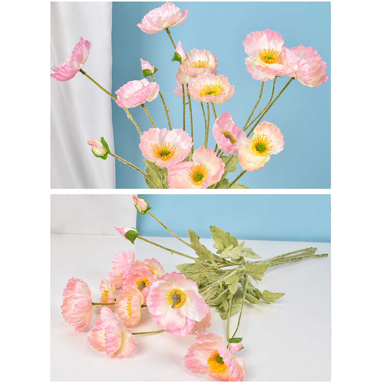 Amazon.co.jp: LckCryspho ポピー 造花 3本セット 長さ56cm – 春の