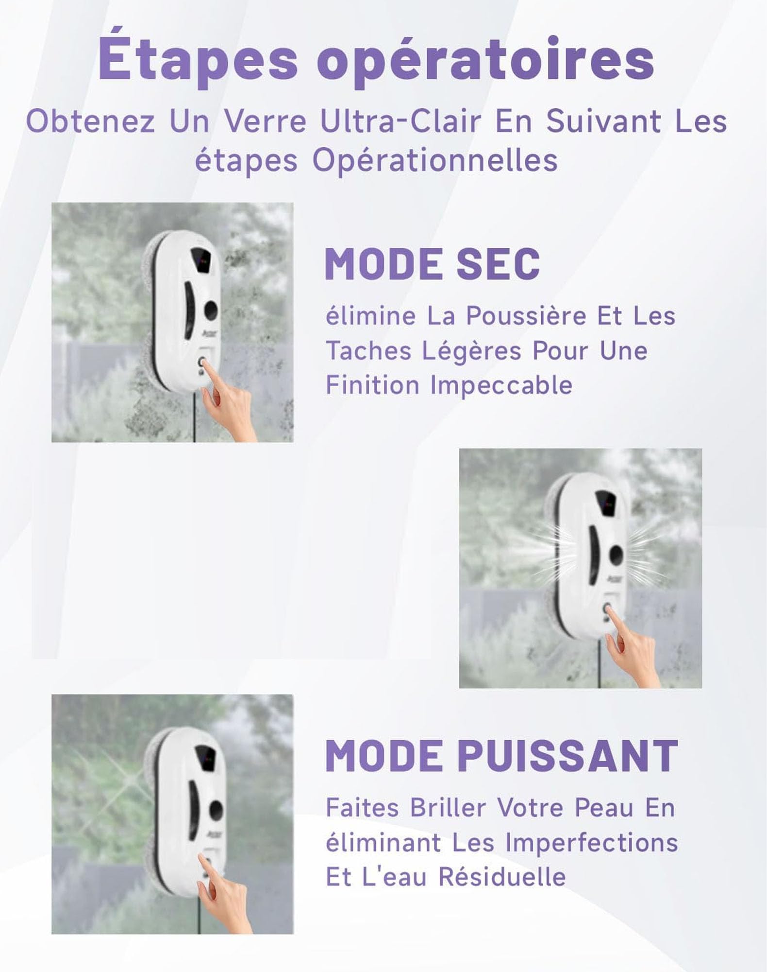 Osmo — osmo Robot Clean Laveur de vitre, Aspirateur De Fenêtres Automatique avec Positionnement & Forte Aspiration & Détection Bords, Sécurité Anti-Chute pour Baies Vitrées Vitres Hautes