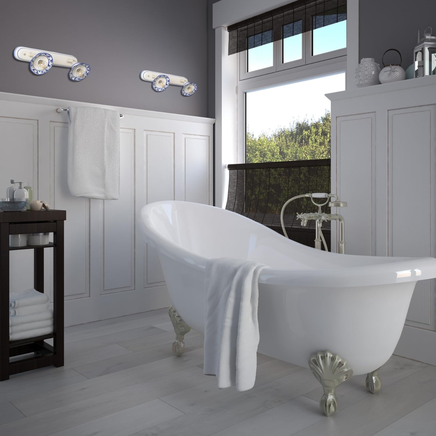 VANNI LAMPADARI - Applique da Parete Interno Edera - Lampada da Parete Orientabile 2 Luci- in Ceramica Decorata a Mano - Applique Camera da Letto - Bagno - Cucina – Soggiorno, Ocra