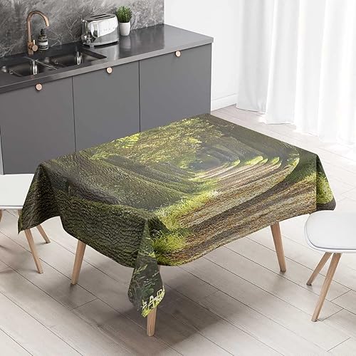 Vivid Environment Decor Mantel Redondo para Mesa De 4 Sillas Verde Oliva y Gris Mantel de mesa para bodas, vacaciones, fiestas, 52 x 70 pulgadas