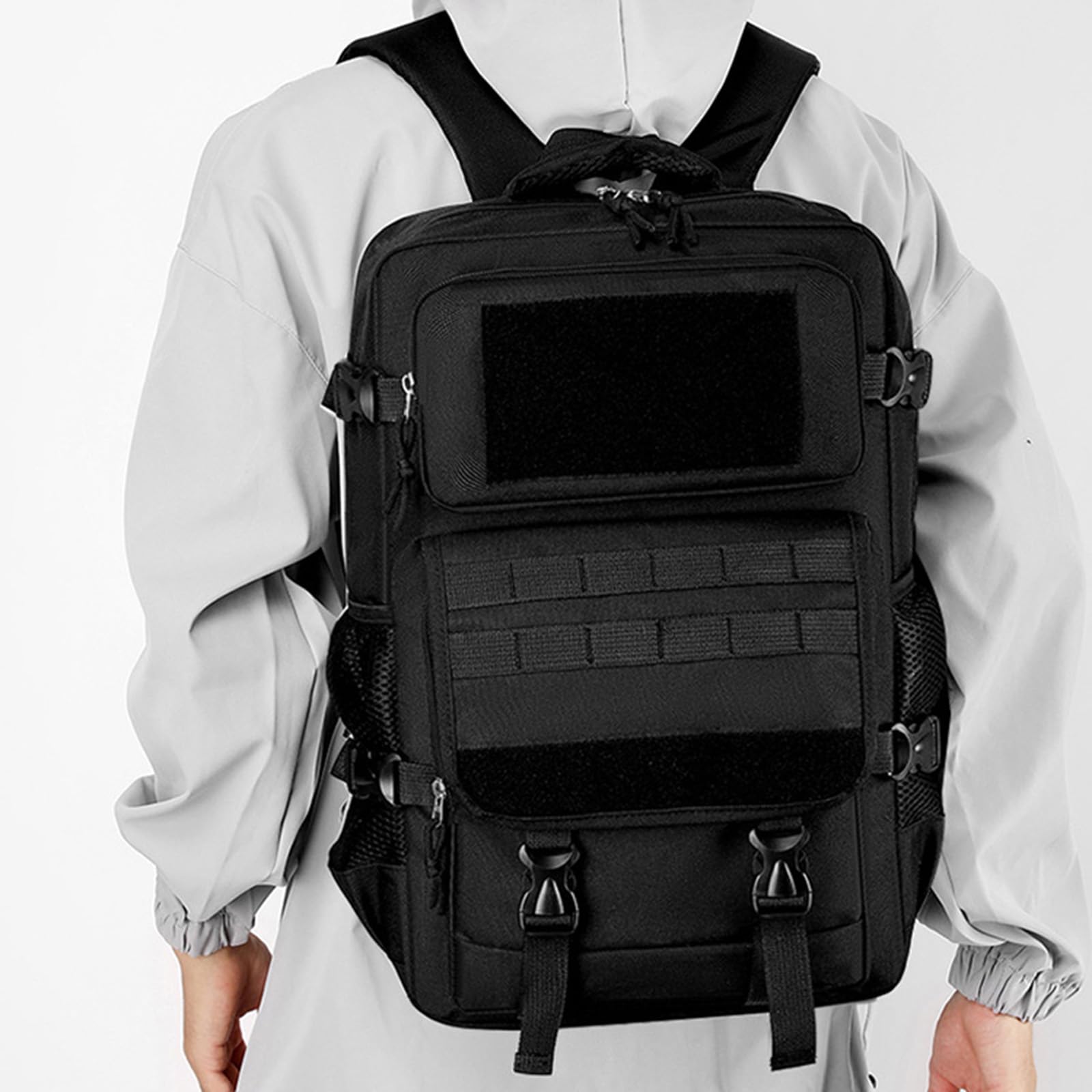 Mochila Táctica de 30 L para Actividades al Aire Libre Montañismo y Camping Mochilas de Camuflaje Bolsa Deportiva Color Caqui Con Sistema Molle (black)