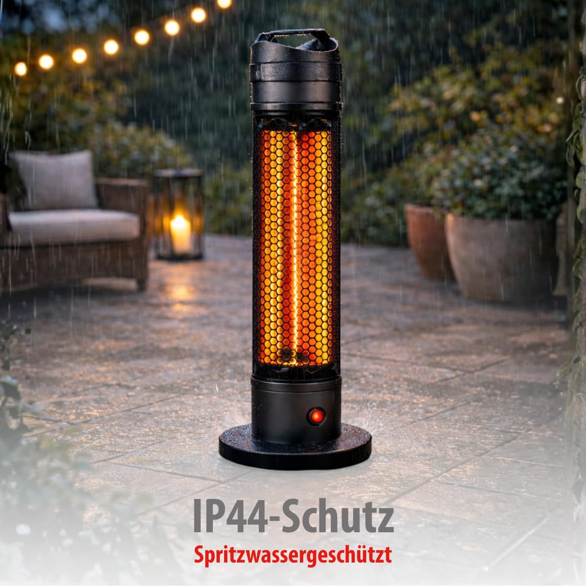 alpina Infrarotheizung TBH800 - Infrarot Heizstrahler 800W - für Innen und Außen - Elektroheizkörper Freistehend - Terrassenheizer - Zeltheizung - IP44 Zertifiziert - Schwarz