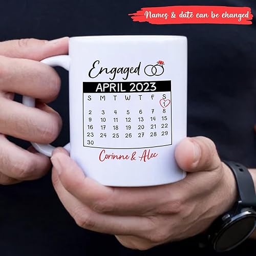 Miniatura 2 de Taza de cerámica comprometida personalizada, tazas de compromiso regalo para pronto ser novia y novio, regalos de compromiso para recién casados