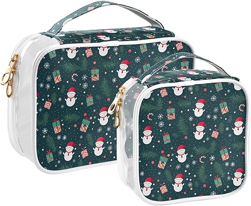 Miniatura 2 de Christmas Snowmen Candy Santa Claus Clear Toiletry Bag for Traveling,2 Pack Makeup Cosmetic Bag with Zipper,Travel Bag for Toiletries,Travel