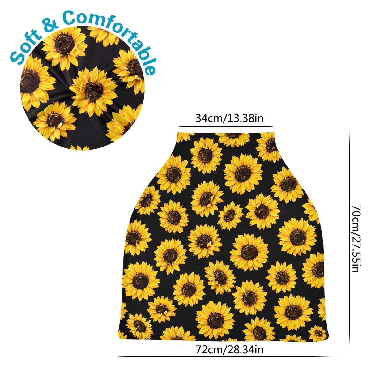 Cubierta de lactancia, suave para el asiento del coche, cubierta de girasol multiusos para el asiento del coche del bebé, cubierta del carrito de la compra, bufanda, manta ligera para cochecito