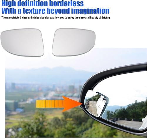 Miniatura 6 de 2 espejos retrovisores para automóvil, espejo de punto ciego ajustable convexo de alta definición, espejo de gran angular de campo de visión