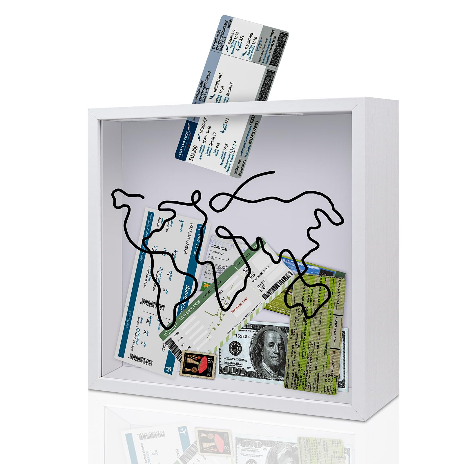 ZEEYUAN 12x12inch Travel Adventure Archive Box Life in a Box Travel Frame with Slot