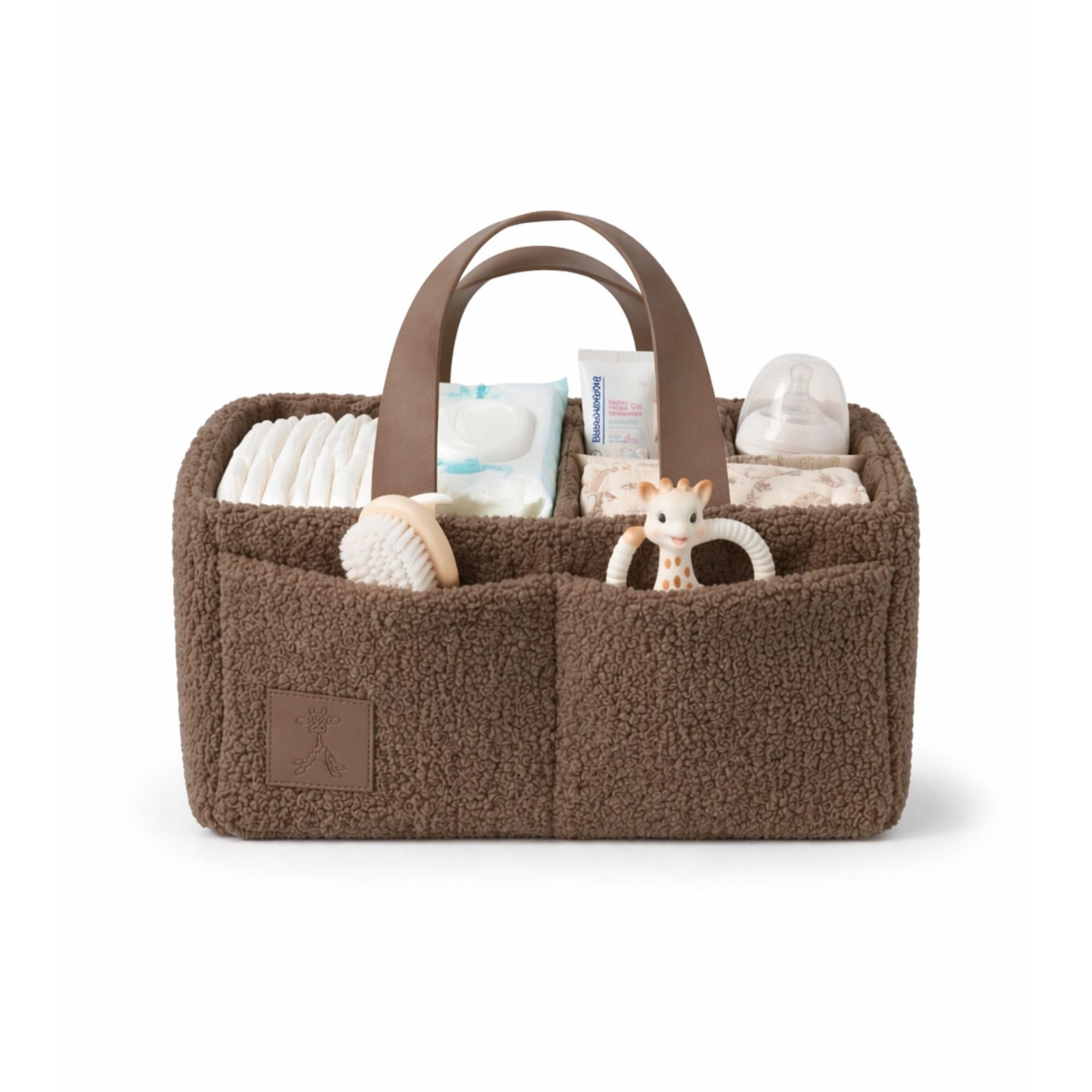 Gigil Caramel Mocha Nappy Caddy, Nursery Organiser For Changing Station, Newborn Essentials, Teddy Boucle Diaper Caddy, Baby Shower Idea, Large Portable Nappy Organiser