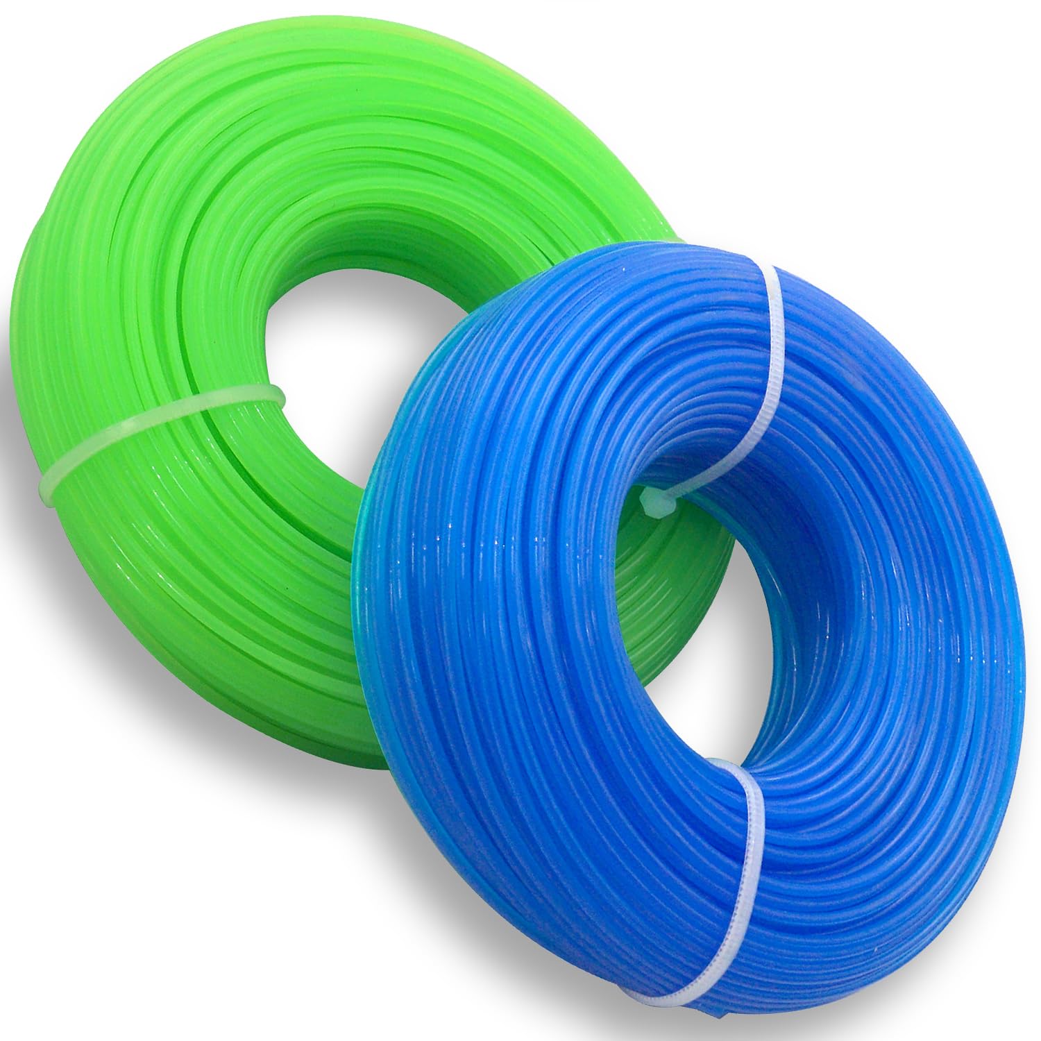 Universal Nylon Replacement Round Trimmer Line Grass Strimmer String Line, Diameter 1.6mm x 100m Length, 2 Roll (Green + Blue)