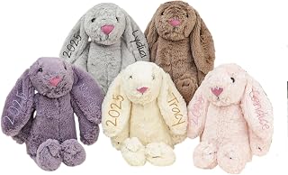 Personalized Plush Bunny Rabbit, Custom Bunny with Name on Ear, Embroidered Bunny Rabbit, Monogrammed Bunny, Newborn Baby Gifts, Customized Bunny Stuffed Animal