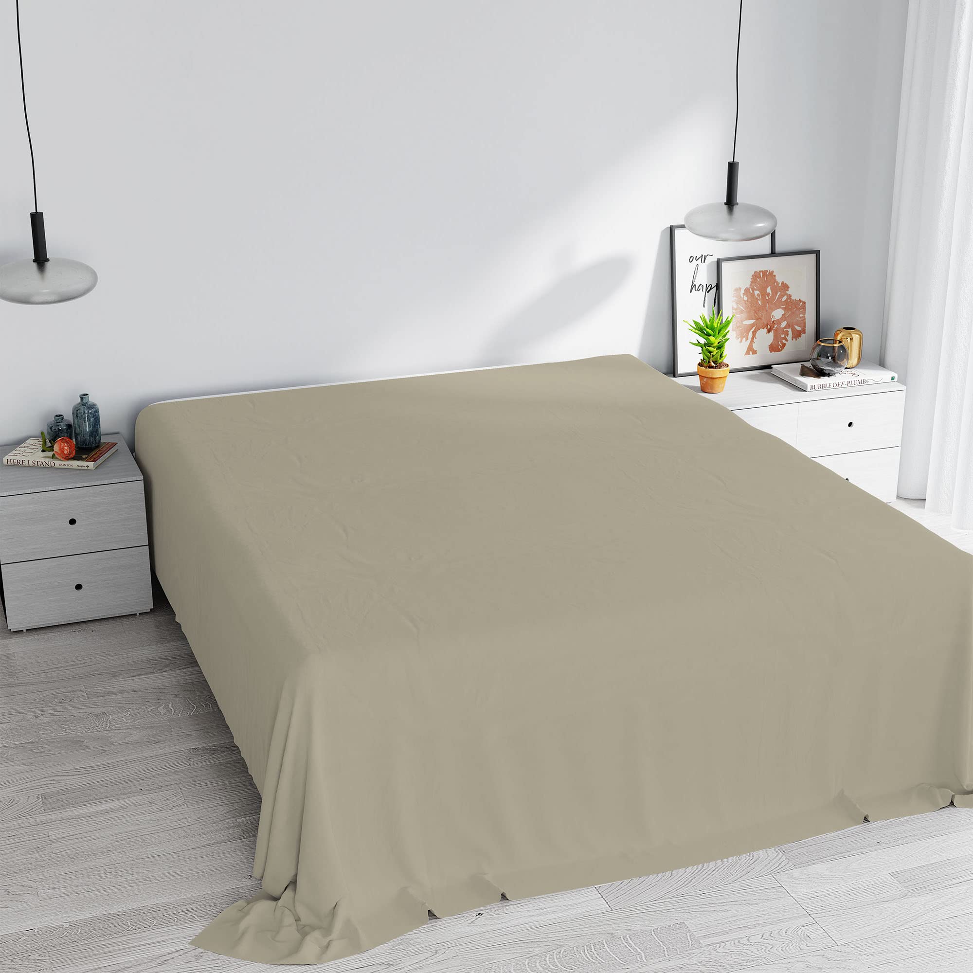 Lenzuolo Sopra MAX COLOR Matrimoniale Maxi 270x300 cm, 100% Cotone Made in Italy – Lenzuola Letto Matrimoniale Maxi in Tinta Unita - TORTORA