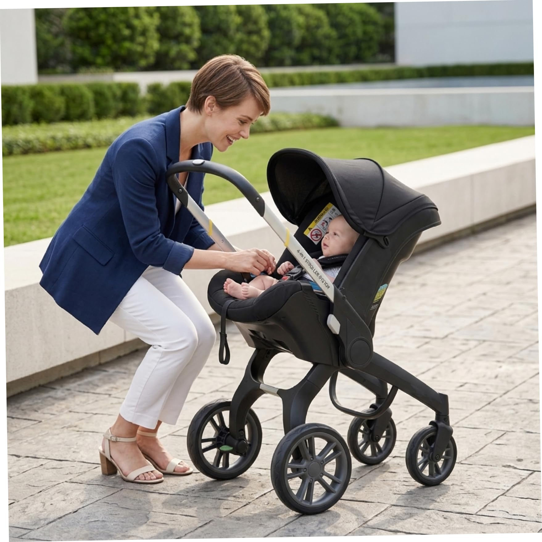 Ensemble doublure de siège et auvent de poussette 4 en 1, coussin poussette avec pare-soleil et épaulettes, accessoires faciles à nettoyer pour porte-bébés - Doublure