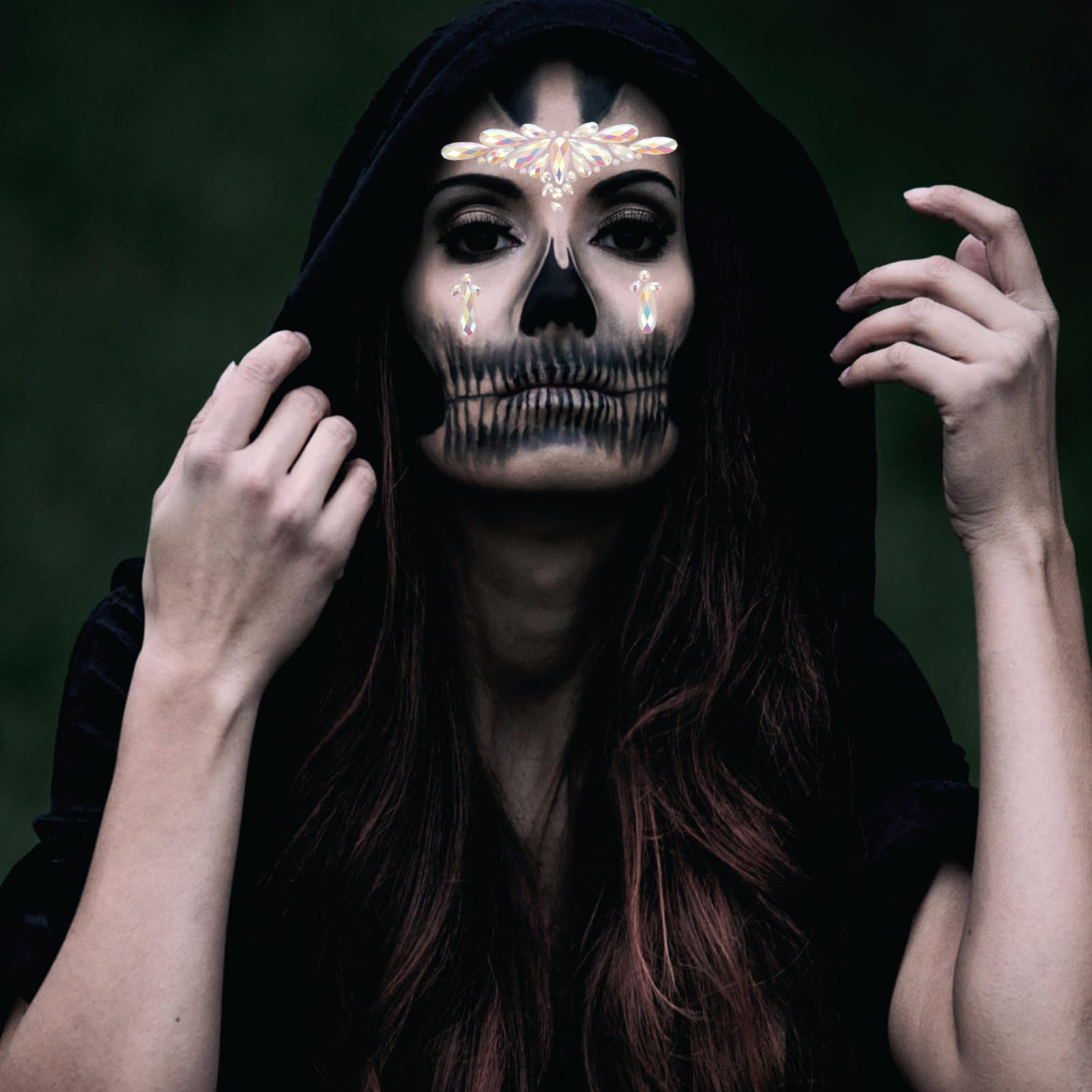 DOITOOL 12fogli Adesivi Brillantini Luminose Per Viso Gemme Per Feste Halloween e Festival Facili Da Applicare e Rimuovere Decorazioni Per Viso Sicure e Divertenti