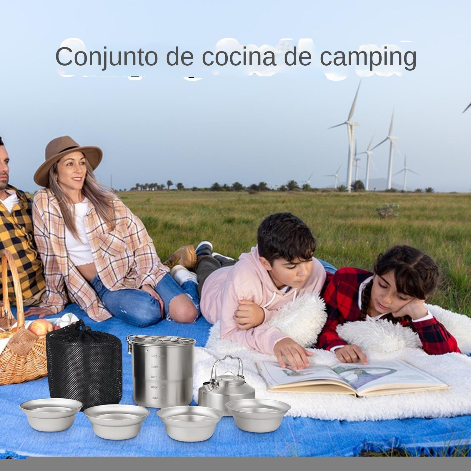 Set di utensili da campeggio - Attrezzatura di utensili da cucina per campeggio, attrezzatura leggera di sopravvivenza per esterni, famiglia, escursionismo, viaggi, picnic e campeggio