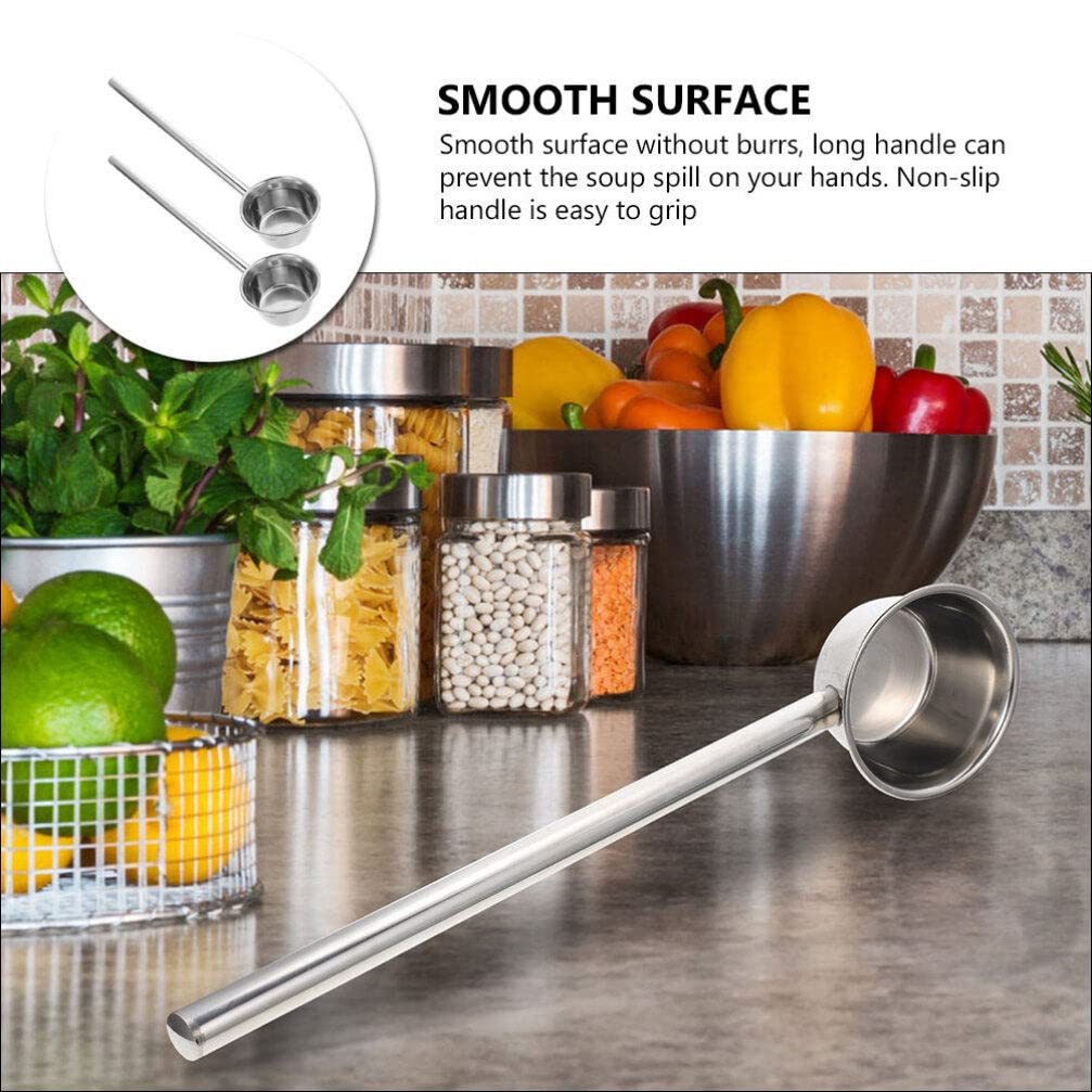 Diheohg Mestolo Da Zuppa Profondo Addensato In Acciaio Inossidabile Manico Corto Cucchiaio Grande A Testa Mestolo Da Zuppa Per Bere Cucchiaio Per Noodle