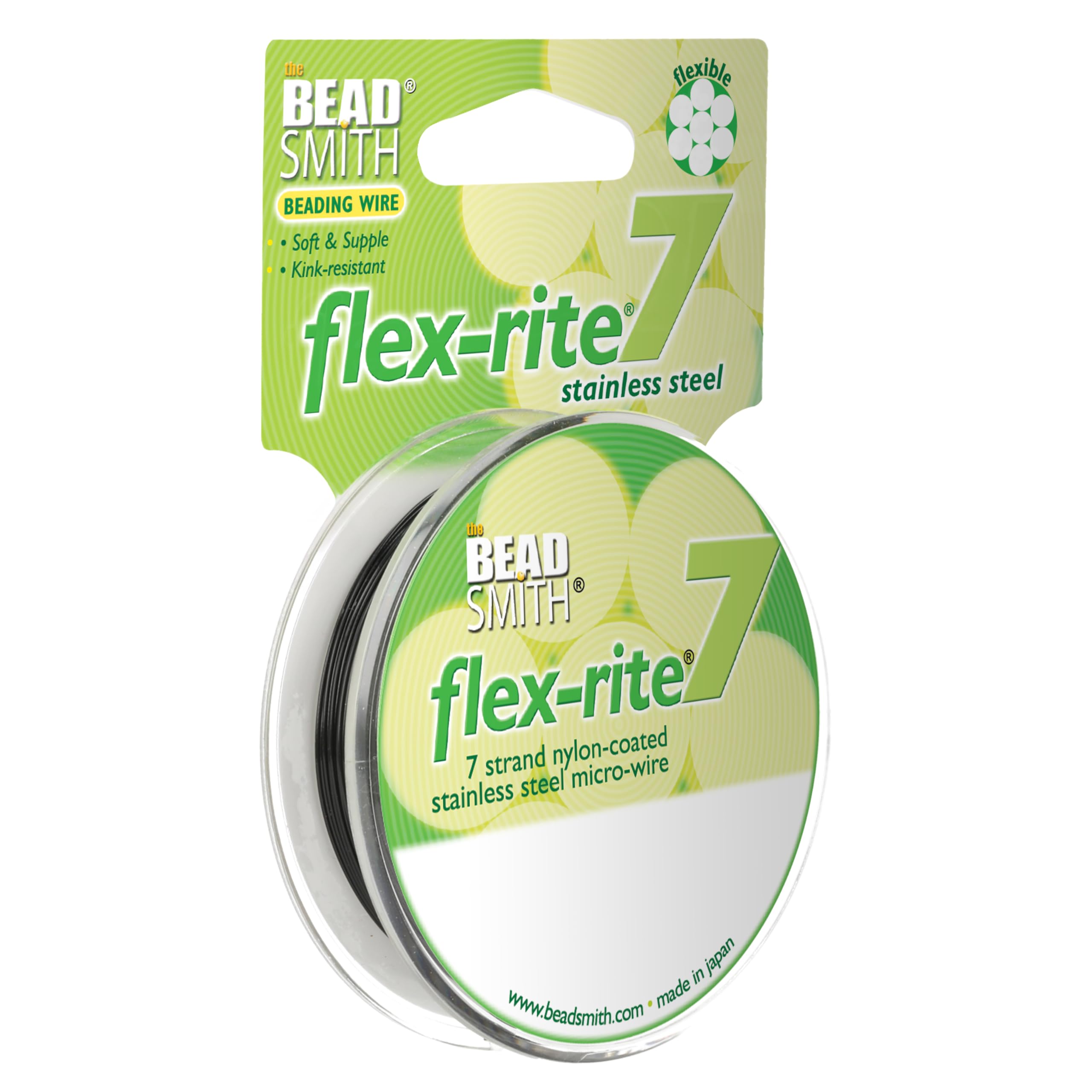 The Beadsmith Flex-Rite Beading Wire - 7-Strand Nylon-Coated Stainless-Steel Wire, 0.018" (0.45 mm) Dia, Black, 30 ft Spool, Durable Necklace & Bracelet String, For Jewelry Making Supplies โ image 1