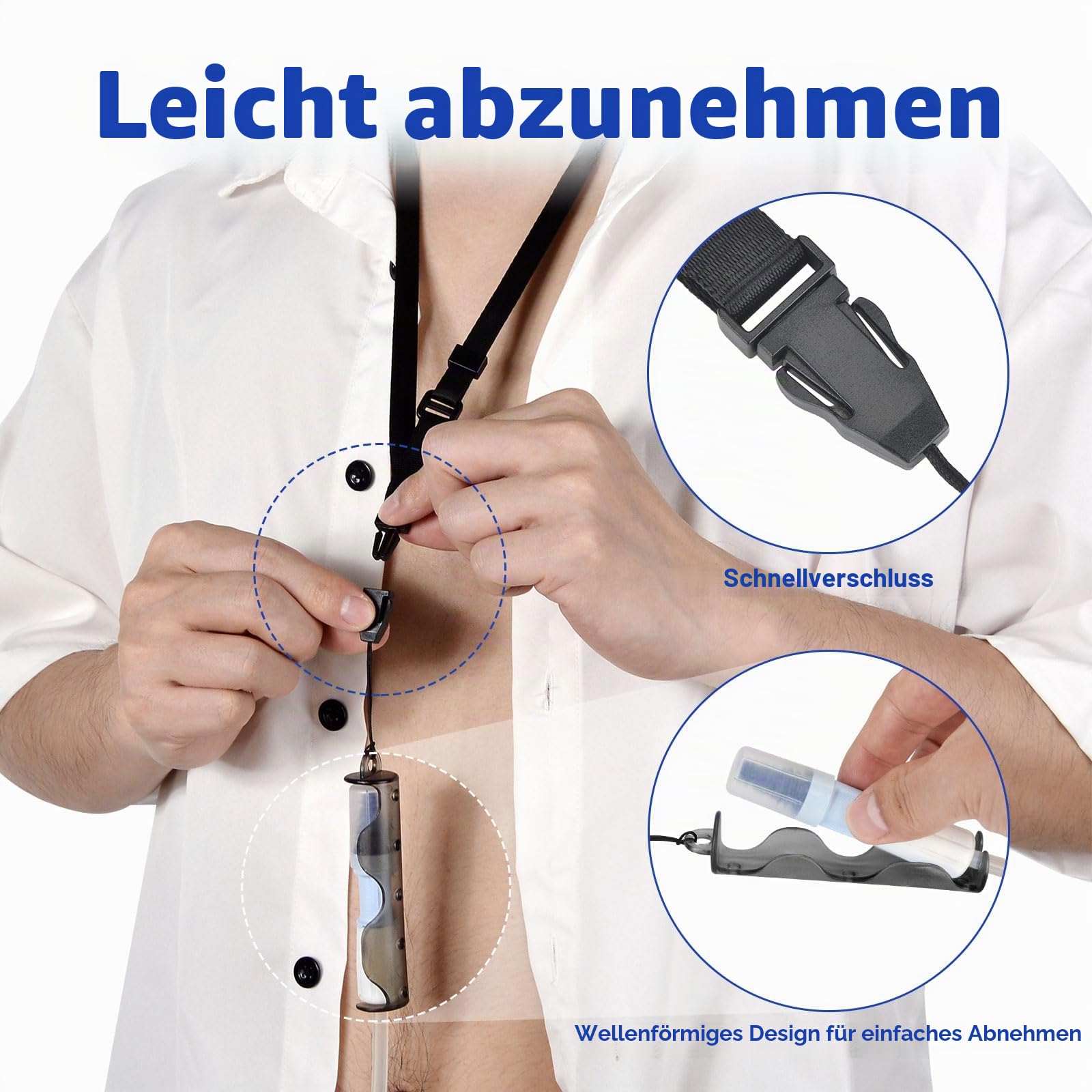 Peritonealdialyse-Katheterhalter für Baxter mit 2 verstellbaren PD-Katheter-Schlüsselbändern, Duschschutz, Schwarz