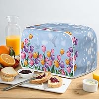 Vista 6 de JEOCODY Cubiertas para horno tostador, funda extragrande para hacer pan de flores azules, se adapta a la mayoría de tostadoras estándar de 2