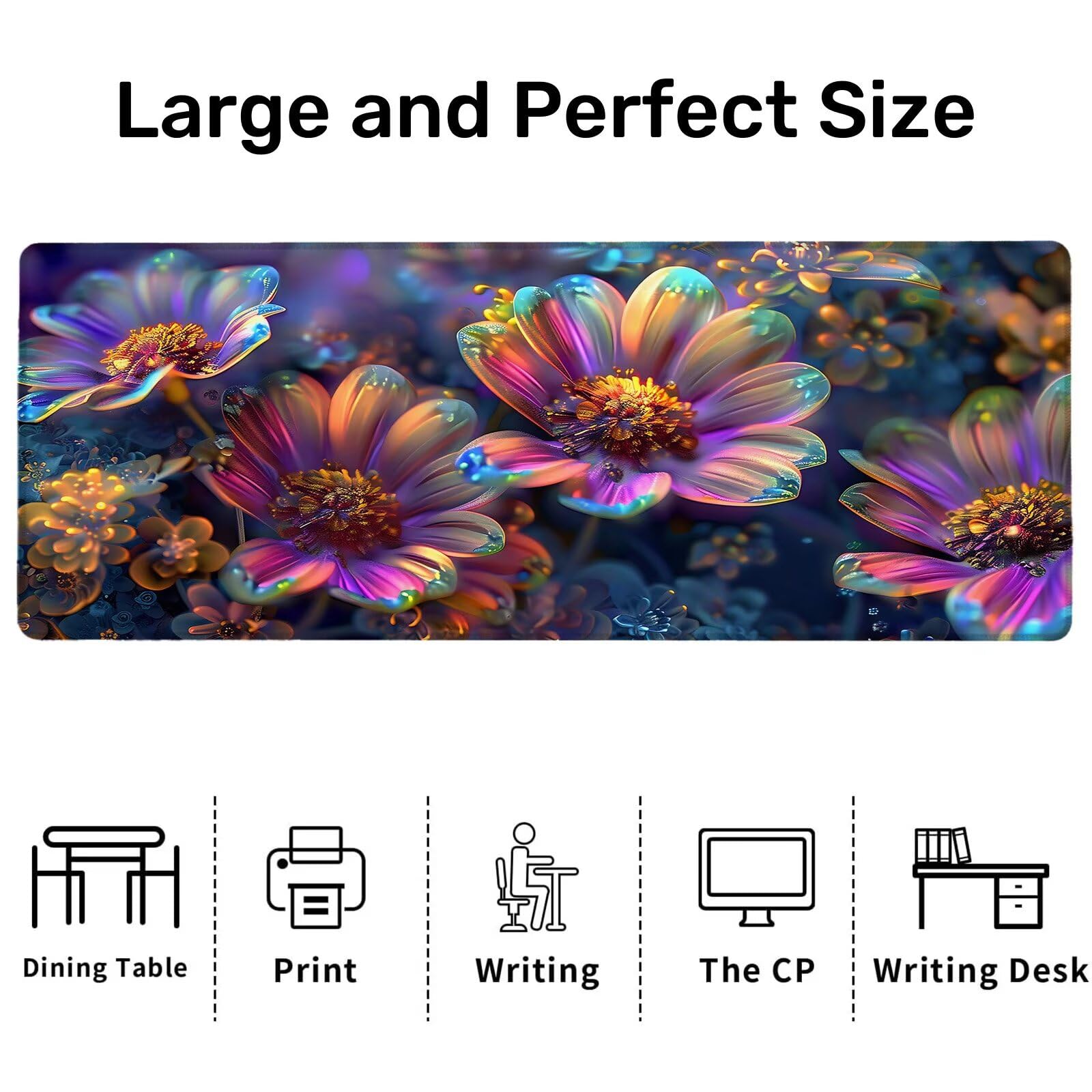 Alfombrilla Ratón Gaming, 1500x600x4 mm Alfombrilla Ratón XXL Flor, Impermeable Alfombrilla Escritorio con Tela de Micro Tejido Superior, Base Antideslizante, Mouse Pad Grande para Juegos (Sueño) F-5