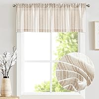 Vista 2 de jinchan Striped Valance Window Treatment Linen Valance for Windows Small Window Valance Farmhouse Valance Curtain Light Filtering Valance Flax