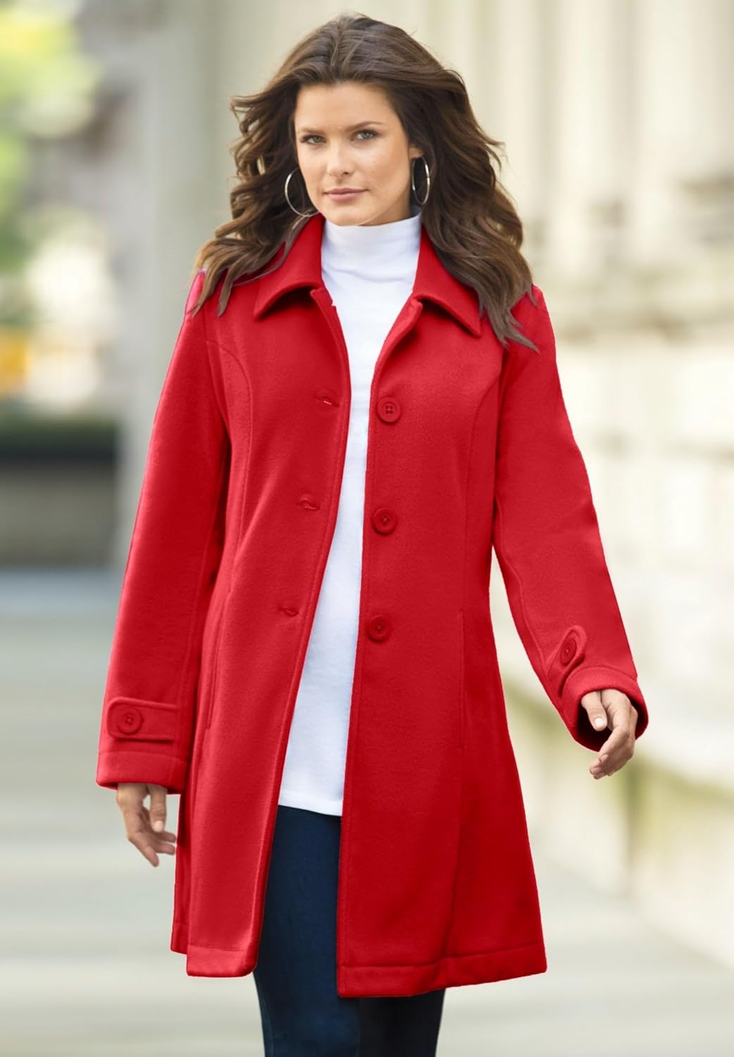 Roaman's Women's Plus Size Button Up Fleece Jacket