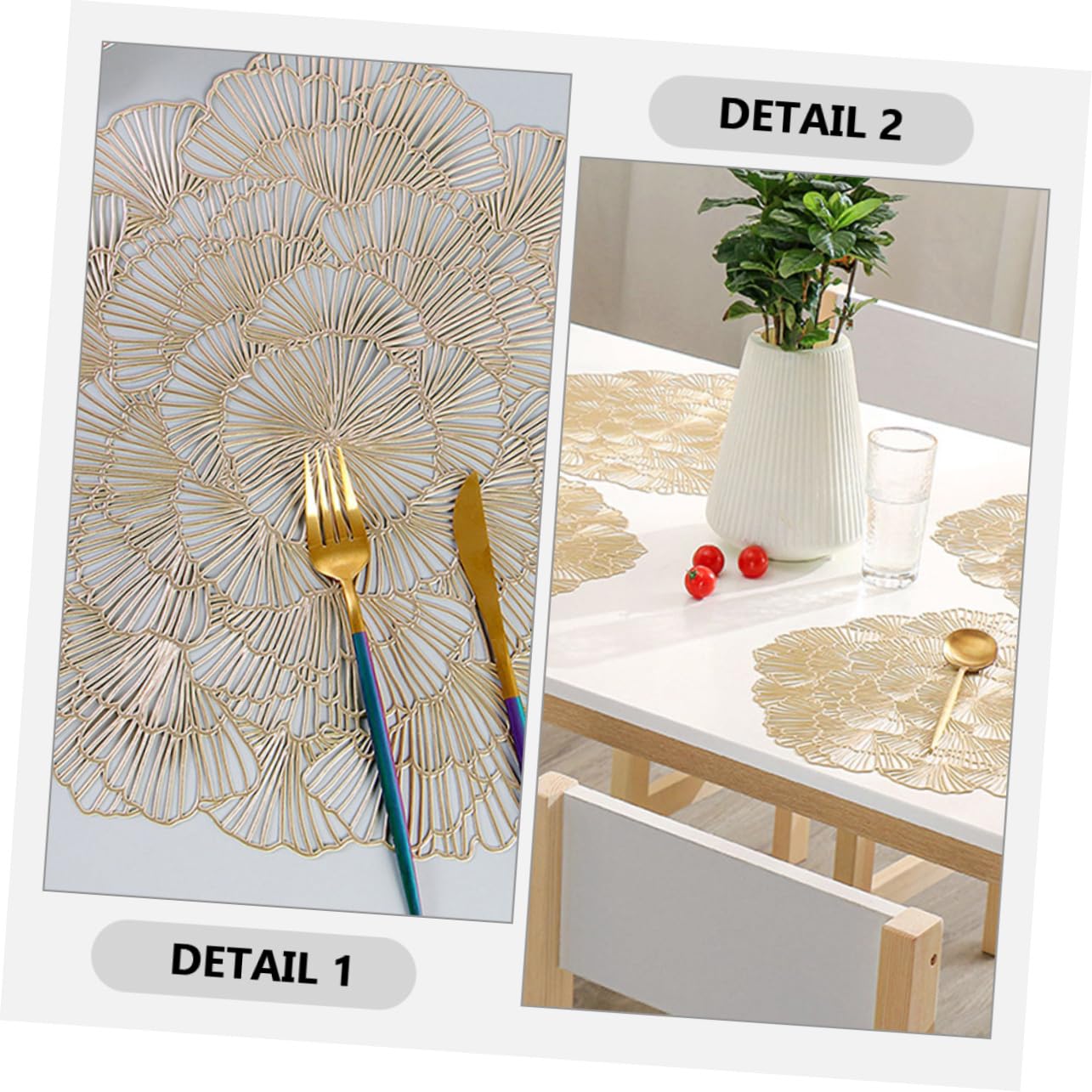 Sets de Table Ginkgo 12 Pièces en PVC Décoratifs pour Table