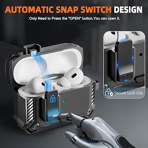 Miniatura 4 de Funda para AirPods Pro de 2 generación con soporte para teléfono, diseño de interruptor automático de protección completa contra caídas con kit de