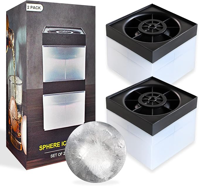 Ice Ball Maker, Dodiff 2.5 Inches Sphere Whiskey Ice Molds, Reusable Round Ice Cube