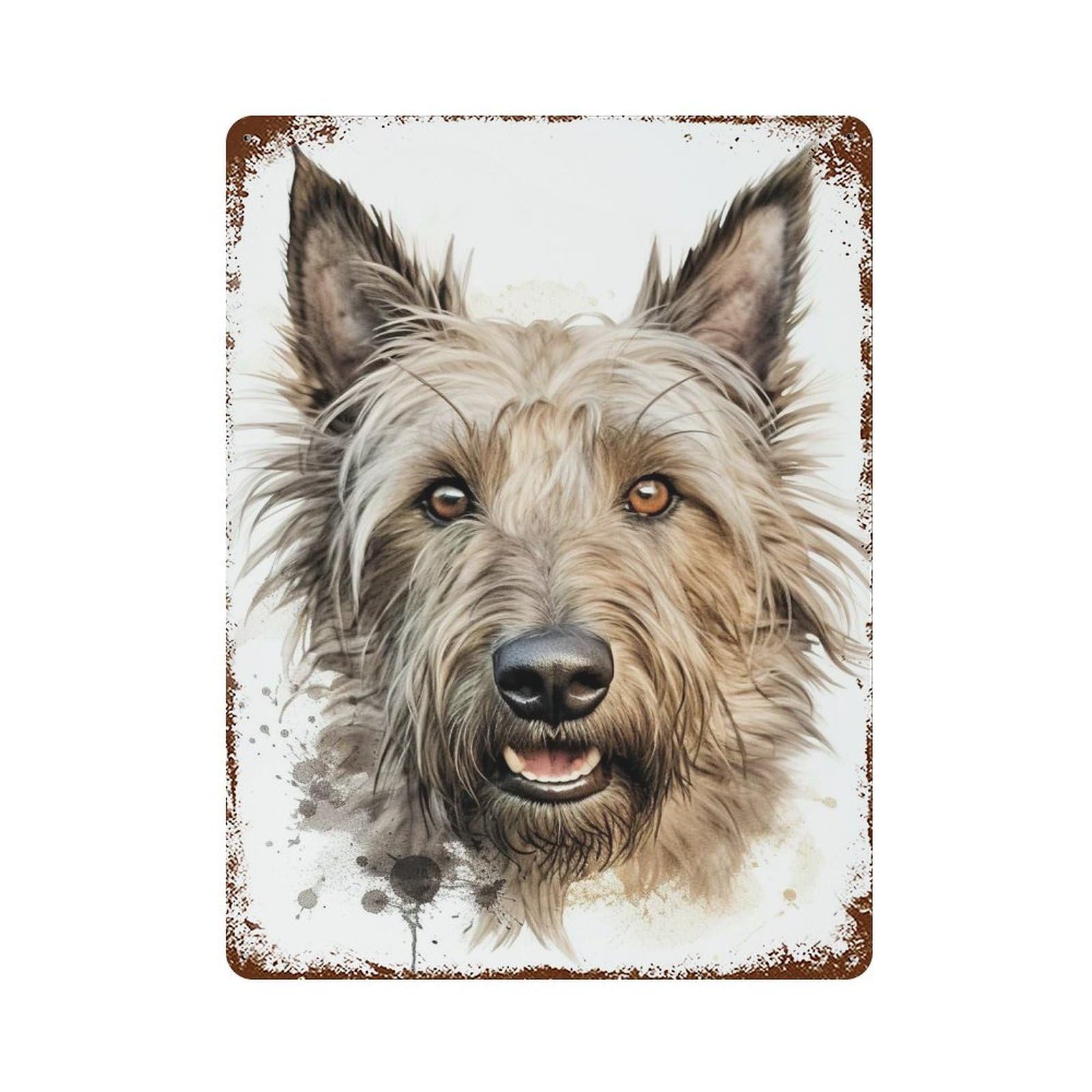 Dog Portrait Watercolor Style Retro Metal Sign 15.7"x11.8", for Office, Studio And Wall Decor, Industrial Home Decor