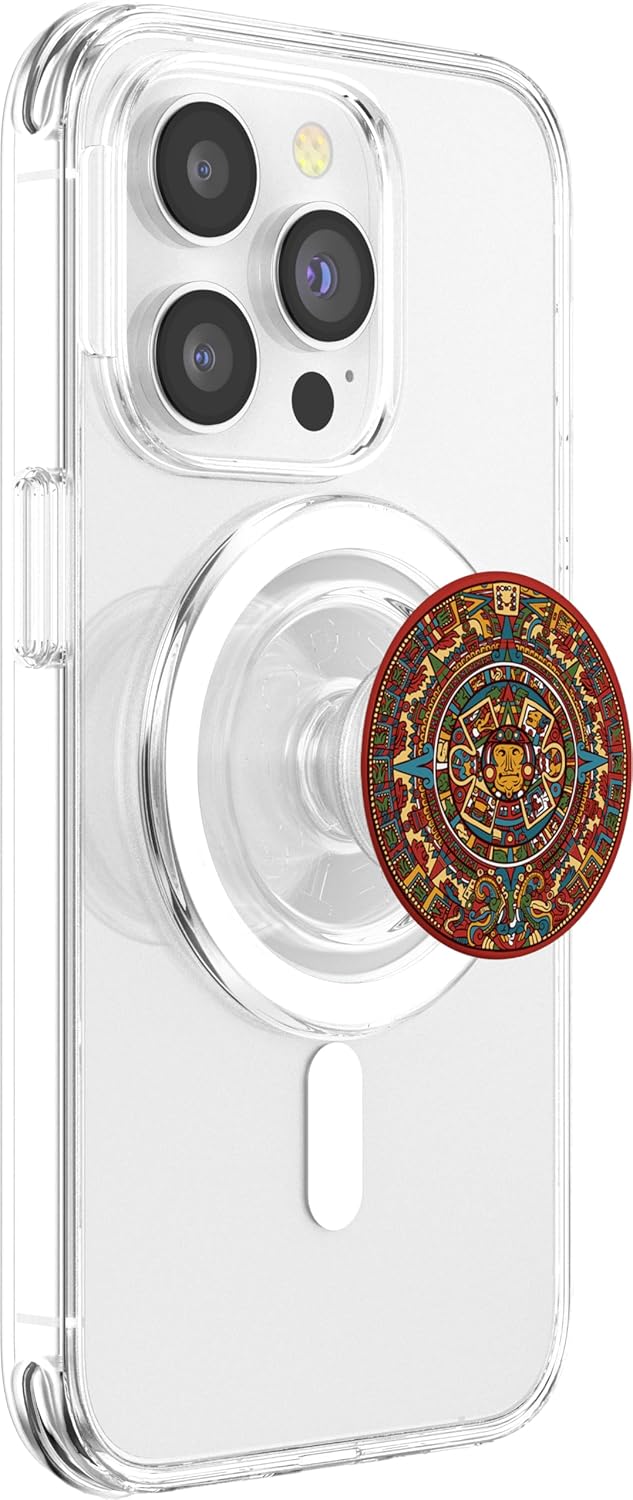 Aztec Calendar Mexican Art Sun Stone Ancient Mayans PopSockets PopGrip: Swappable Grip for Phones & Tablets PopSockets MagSafe PopGrip for iPhone