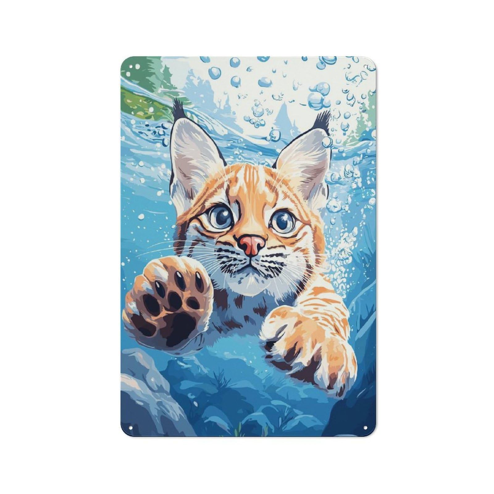 Junmoney Style-19 Lynx Underwater Retro Metal Sign 30X20cm For Garage Or Workshop, With Clear Retro Wall Decor Character