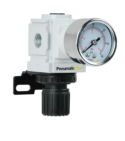 PneumaticPlus PPR2-N02BG-4 Miniature Air Pressure Regulator 1/4" NPT - Gauge, Bracket, Low Pressure (3-60 PSI)