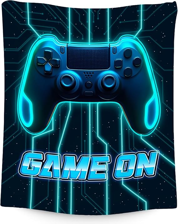 Gamer Blanket Gifts - Boys Blankets for Kids - 60x80 Inch Cozy Soft Cool Gaming Throw for Teens Adults
