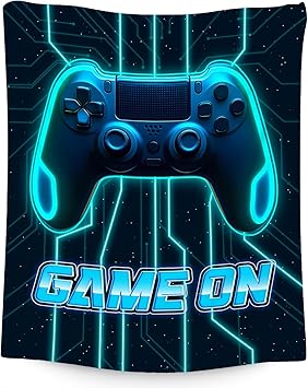 Gamer Blanket Gifts - Boys Blankets for Kids - 60x80 Inch Cozy Soft Cool Gaming Throw for Teens Adults