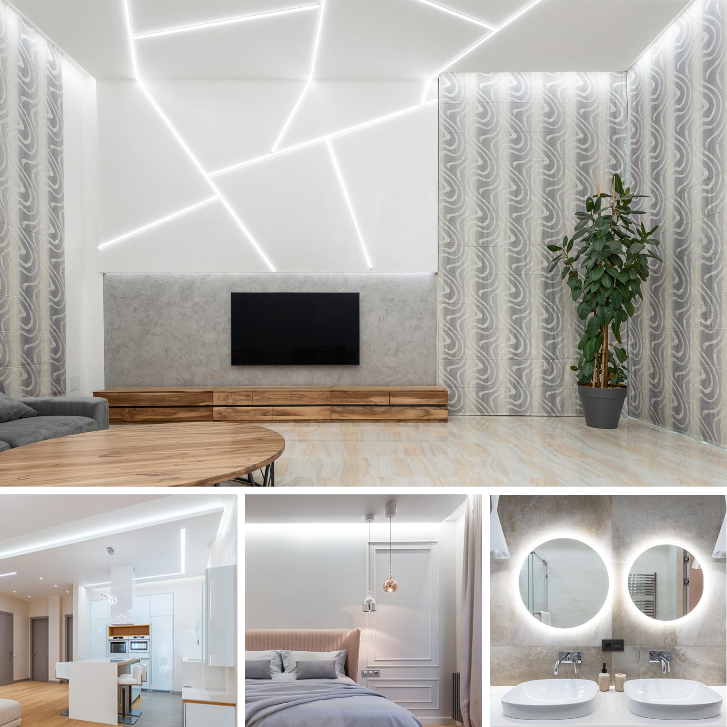 cob Led strip 10m,mit Fernbedienung,APP Steuerung,DC24V 6000k Weiß LED band,flexible Dimmbar COB LED Streifen,anwendbar auf Schlafzimmer, Raum,Schrank,DIY Dekoration