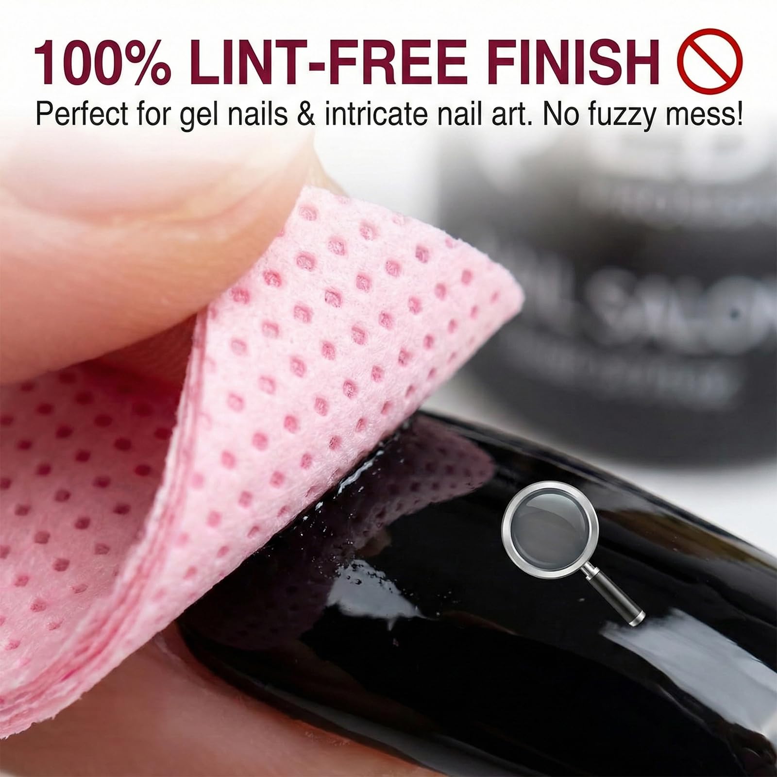 300 Pezzi Pad Senza Pelucchi per unghie in Cellulosa Quadrate, Salviette per Unghie, Unghie Rimozione Pulizia Pads per Rimuovere Smalto e Gel per unghie fai da te e saloni (Rosa)