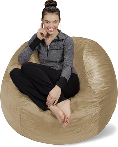 Saco de sofá - Puff de felpa ultra suave - Silla de puf con espuma viscoelástica y funda de micro-gamuza - Mueble y accesorios rellenos de espuma