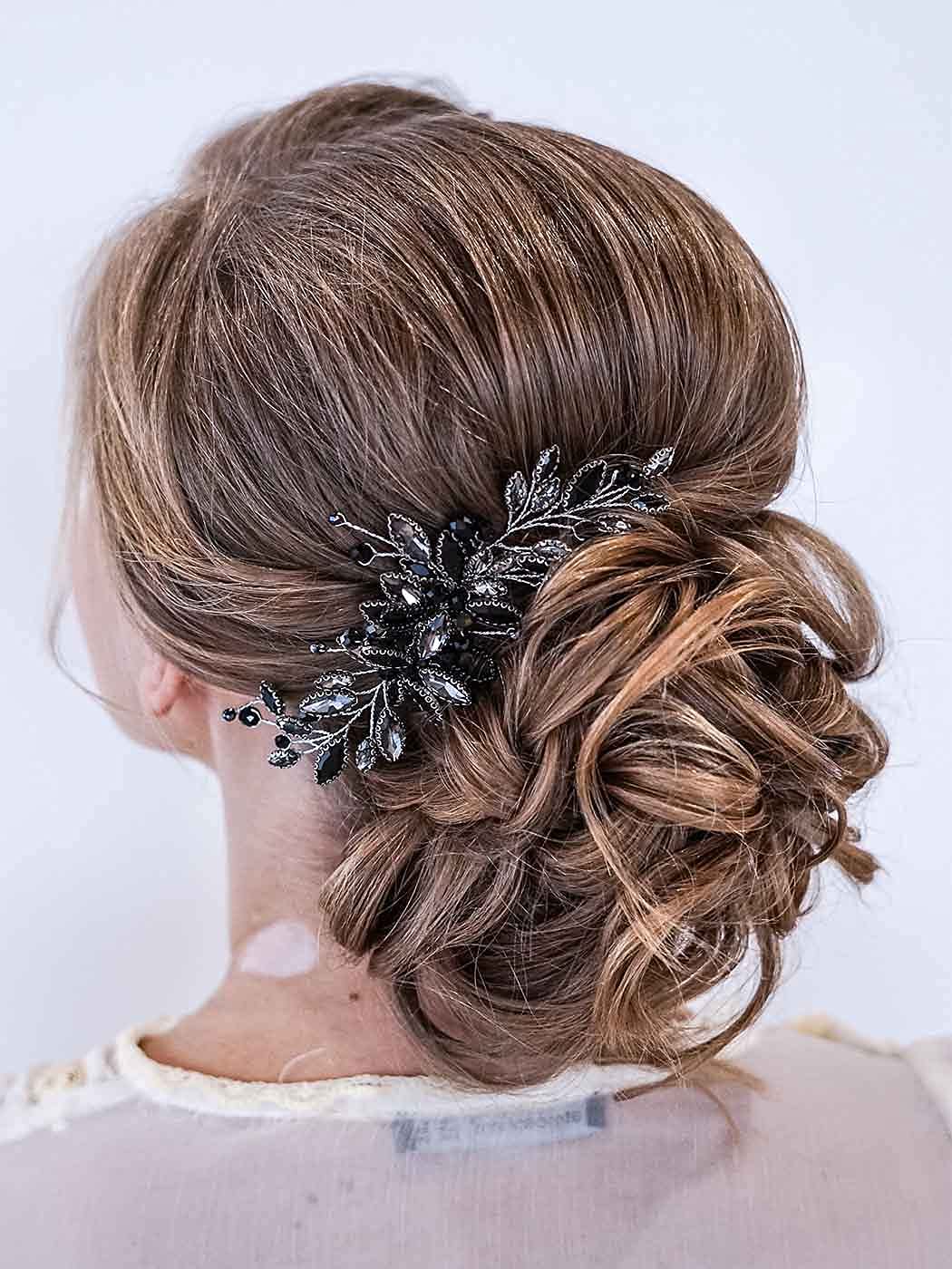 Handcess - Pettine per capelli da sposa, con strass argentati, accessorio per capelli da sposa, per donne e ragazze