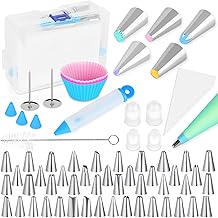 Cake Decorating Supplies Kit Tips, 85-Pack with 2 Silicone Frosting Bags 20 Disposable Pastry Bags, Set of 45 Stainless Steel Frosting Tips, Baking Pastry Tools All-in-One Baking Set