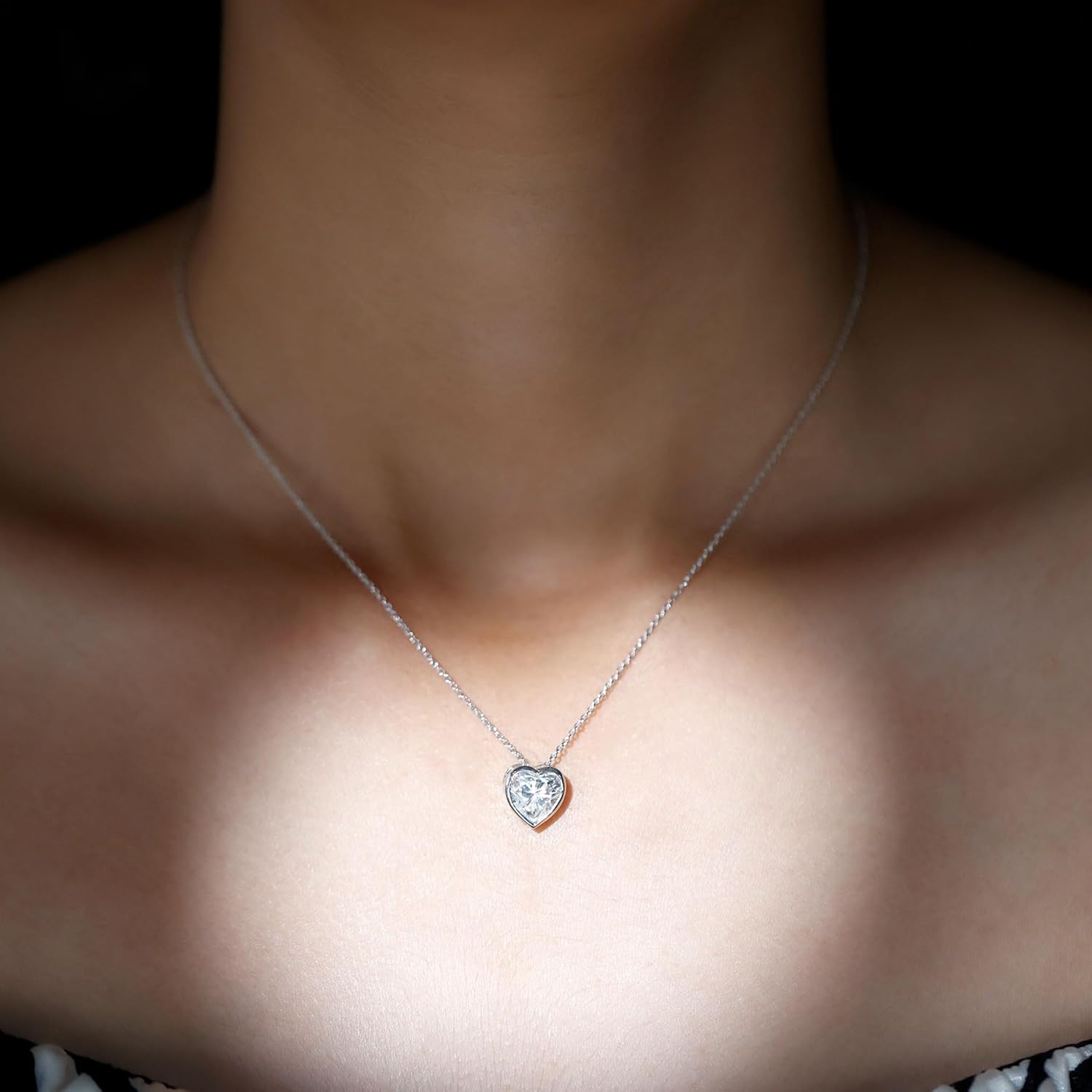 Certified 2 Carat Cubic Zirconia Heart Necklace With Silver Chain, Aaaaa Quality, CZ Promise Necklace - Ready To Gift - Image 3