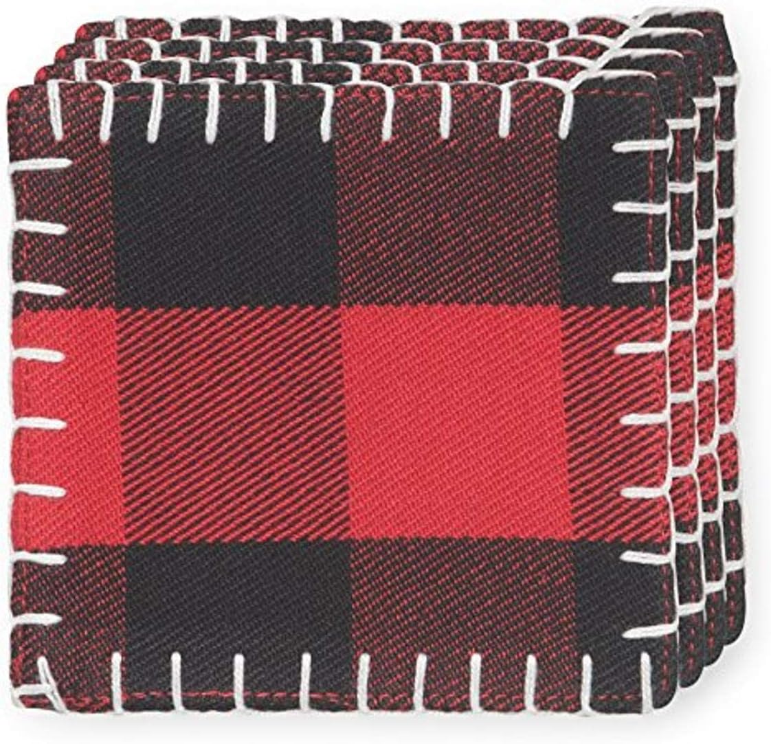 Now Designs Cloth Coasters, Set of Four, Buffalo Check