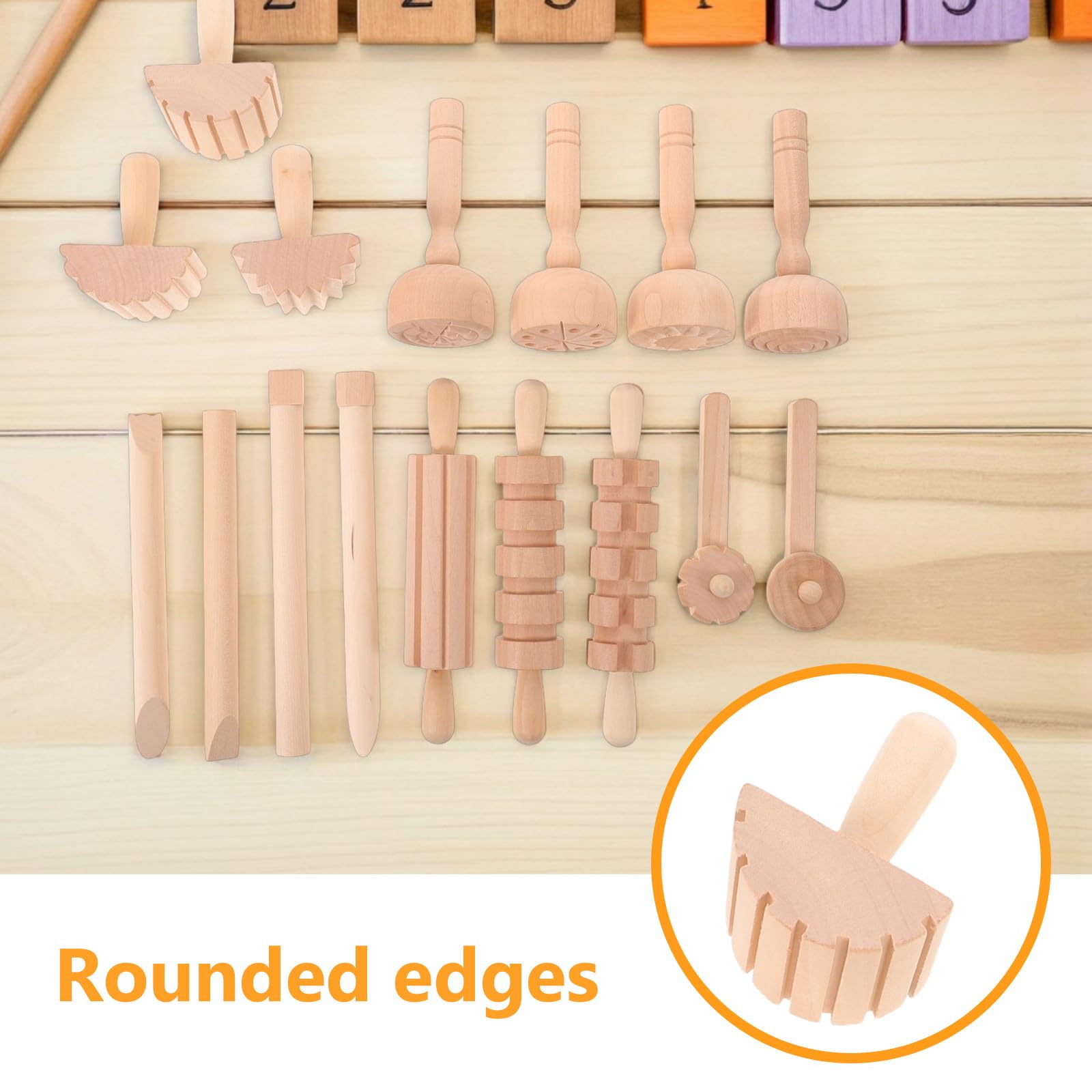 NUOBESTY 1 Set di Strumenti in Legno per Modellare L'argilla con Timbri Manuali - Kit Fai da Te per Modellare La Pasta Modellabile per attività Artistiche E Creative per Bambini a Casa E a Scuola.