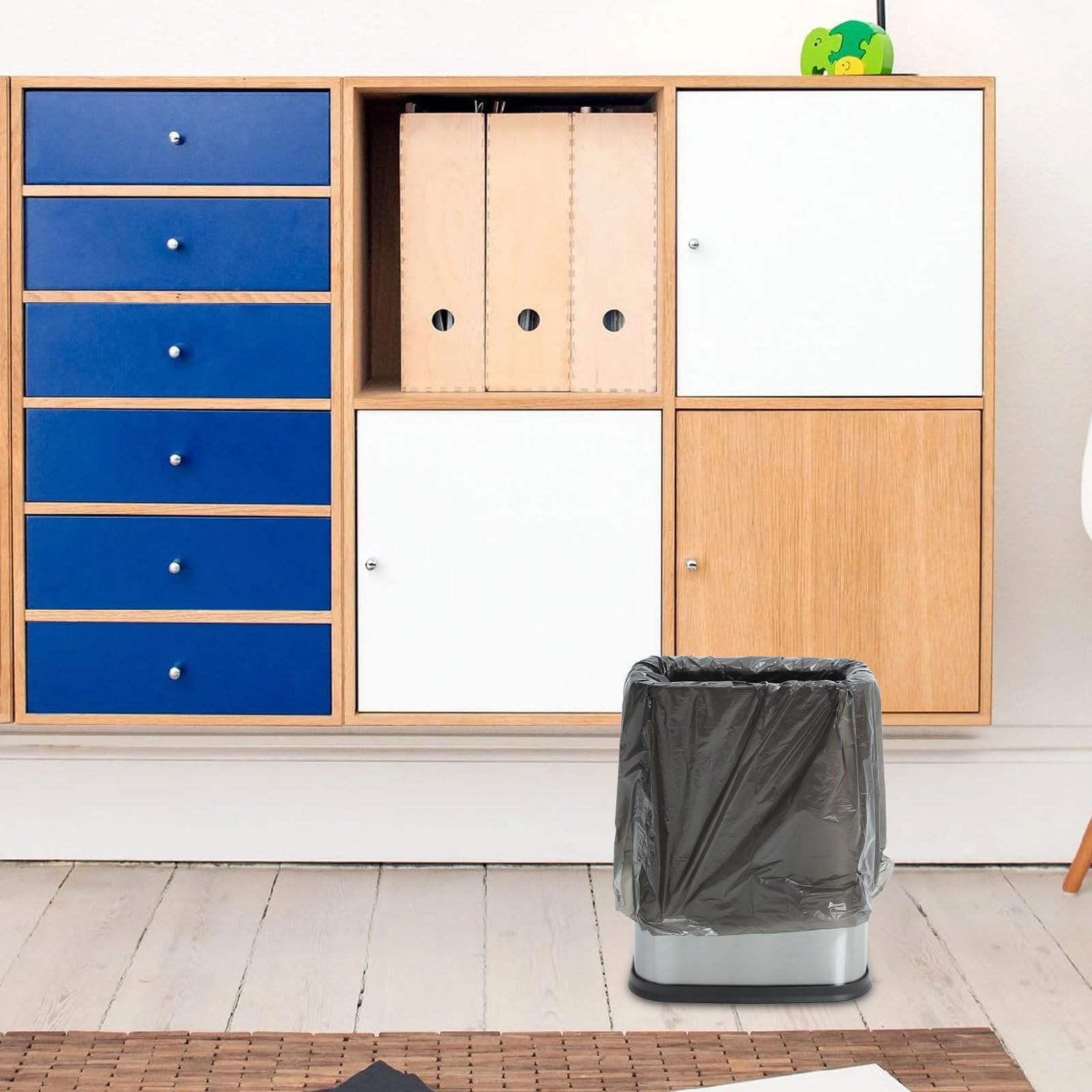Cubo de Basura de Acero Inoxidable de 8l con Sistema de Doble Compartimento y Diseño Abierto sin Tapa para Cocina y Hogar Moderno y Funcional