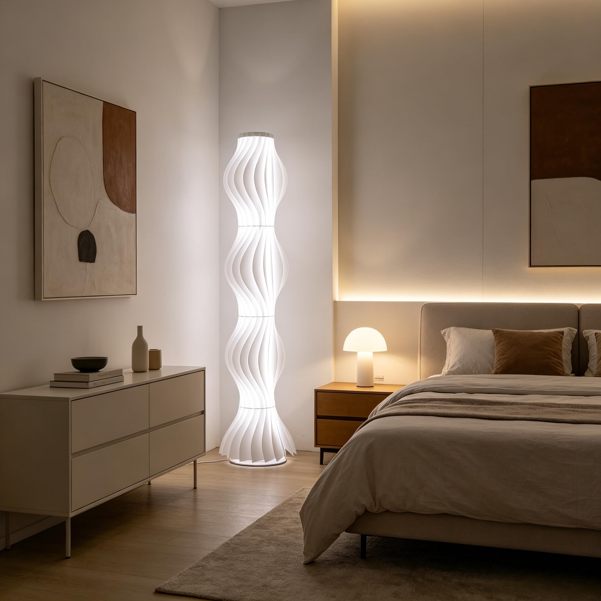 Stehlampe Dimmbar mit Fußschalter: Moderne Stehleuchte Weiß, Abnehmbarer Lampenschirm aus Acryl, 170cm Höhe LED Bodenlampe für Wohnzimmer, Esszimmer und Schlafzimmer
