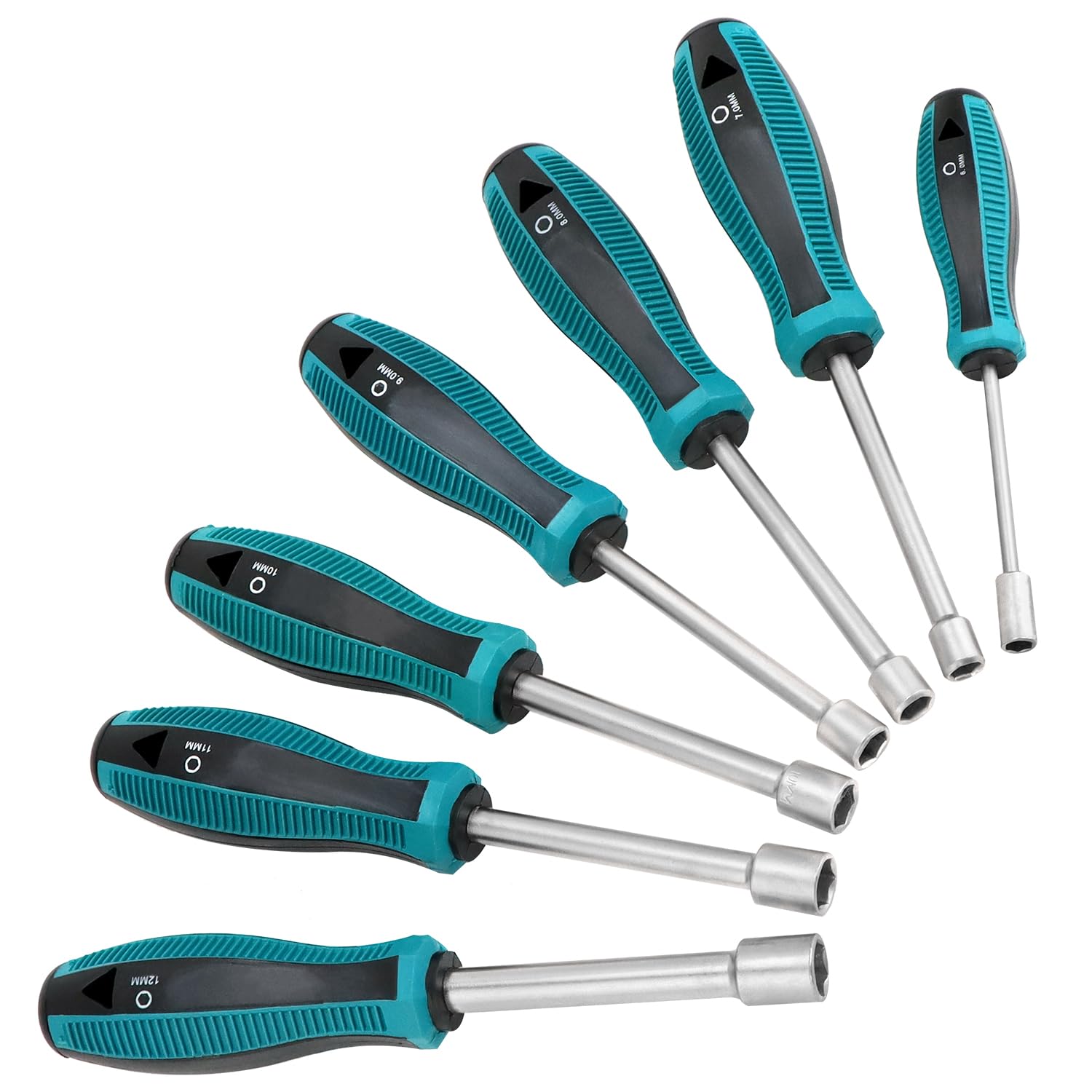 QWORK® 7 Pezzi Cacciavite a Bussola, 6-12 mm Set Cacciaviti, Chiavi a Tubo, per Viti Esagonali