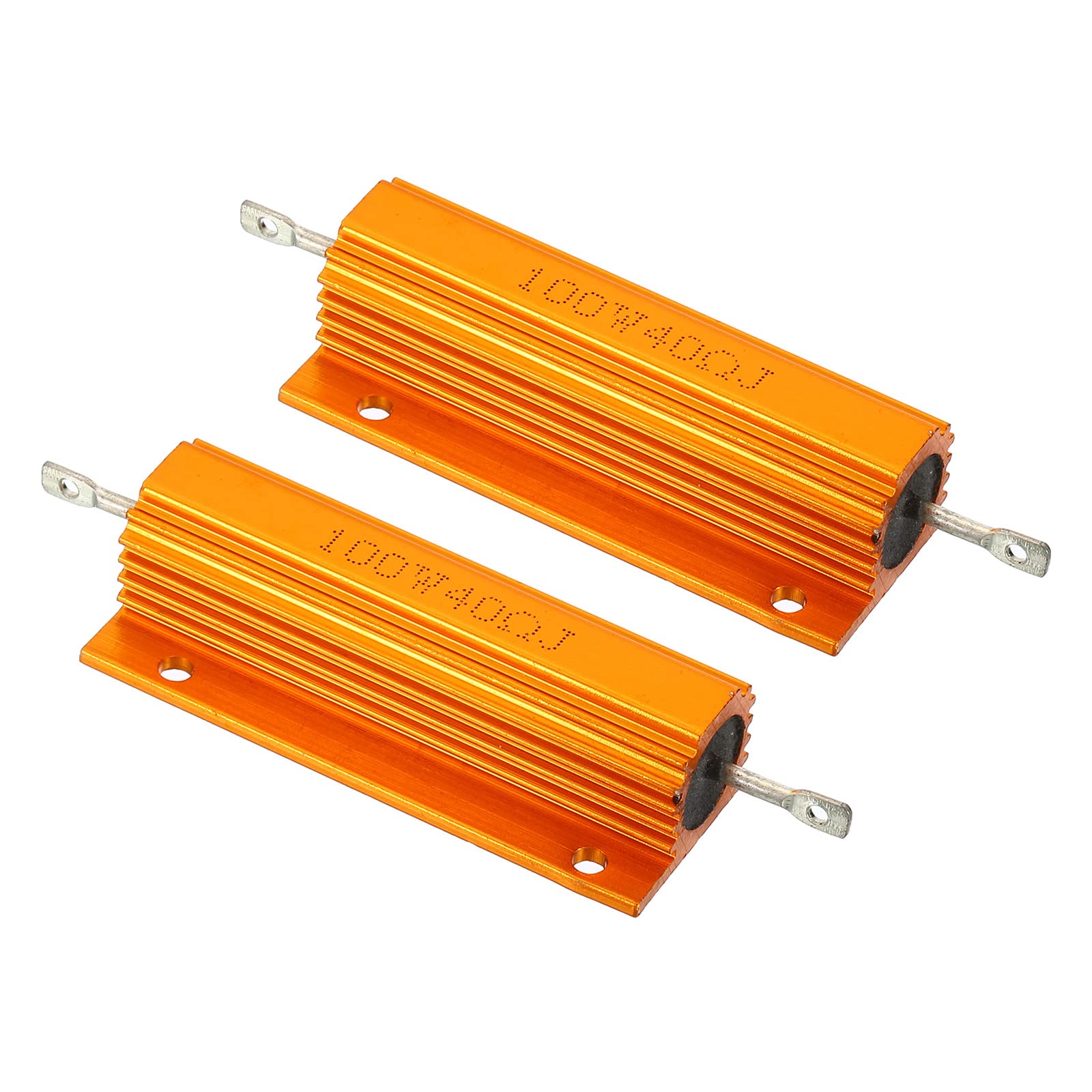 PATIKIL 2 sztuki 100 W 40 omów aluminiowa obudowa rezystor drut rezystor śruba opór moc rezystor złoty odcień