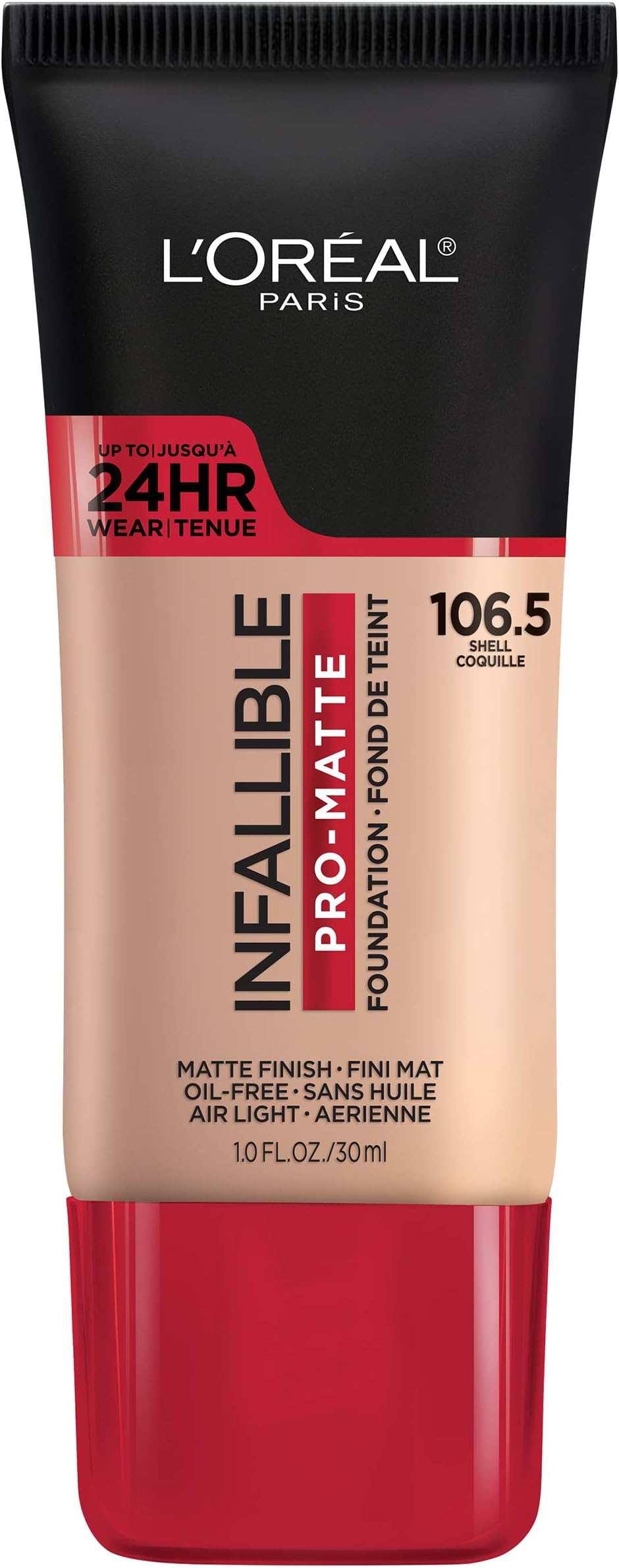 L'Oreal Paris Makeup Infallible Pro-Matte Liquid Longwear Foundation, Shell 106.5, 1 fl; oz.